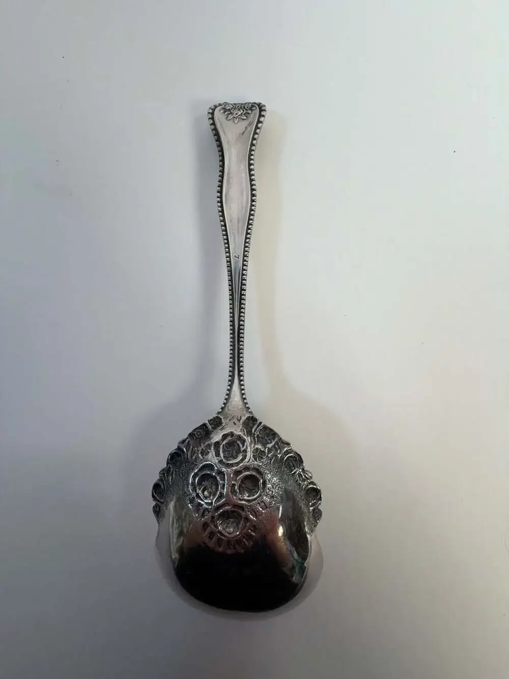 Vintage Silver Plated Floral Repousse Serving Spoon